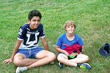 Fernando and Nate plan soccer strategy